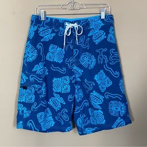 Utility Totem Pattern Blue Board Shorts